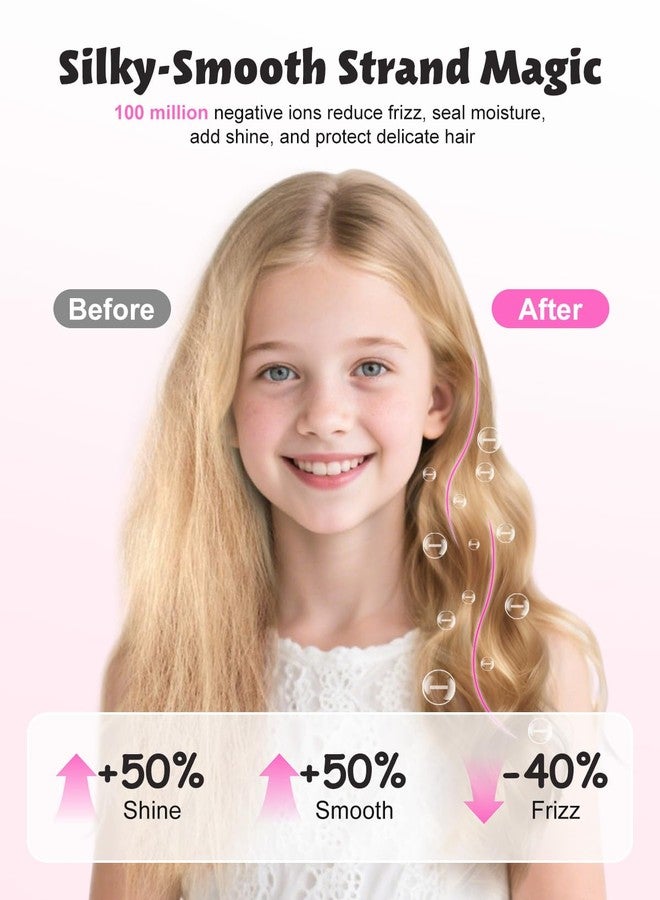 FeeKaa Foldable High Speed Kids Hair Dryer 100 Million Negative Ions, Mini Ionic Travel Kids Blow Dryer with Diffuser Concentrator Detangler Brush Hair Ties Cute Stickers, Compact, Lightweight, Quiet - Image 5