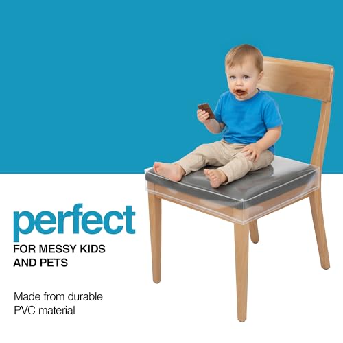 Houseables Plastic Chair Covers, Plastic Seat Covers for Dining Chairs, Seat Protectors, Vinyl, Waterproof, Clear Cushion Protector for Cats, Kids, Kitchen Room Table, Fits 16-18 Inch, 2 Pack Set - Image 5