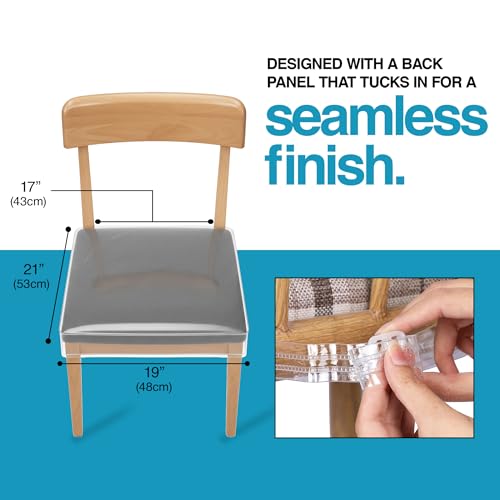 Houseables Plastic Chair Covers, Plastic Seat Covers for Dining Chairs, Seat Protectors, Vinyl, Waterproof, Clear Cushion Protector for Cats, Kids, Kitchen Room Table, Fits 16-18 Inch, 2 Pack Set - Image 3