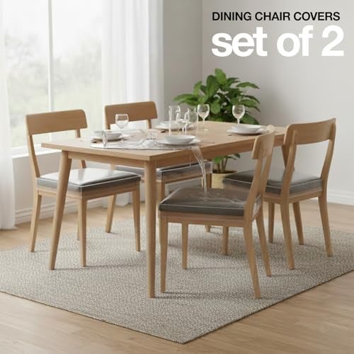 Houseables Plastic Chair Covers, Plastic Seat Covers for Dining Chairs, Seat Protectors, Vinyl, Waterproof, Clear Cushion Protector for Cats, Kids, Kitchen Room Table, Fits 16-18 Inch, 2 Pack Set - Image 2