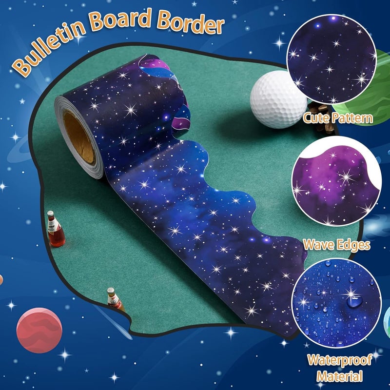AWIZOM 99 Feet Starry Sky Bulletin Board Border 3 Rolls Dark Stars Scalloped Borders Trim Night Sky Classroom Bulletin Board Border Trim for Back to School Chalkboard Whiteboard Decorations - Image 3