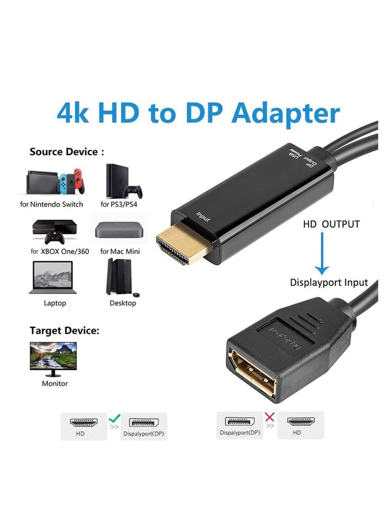 SYOSI Converter Cable, Hdmi-Compatible To Displayport Cable, Male Extension To Displayport Converter Cable With Usb 2.0 Hdmi-Compatible To Displayport Adapter Uhd 4K Hdmi-Compatible, for Displays  - Image 3