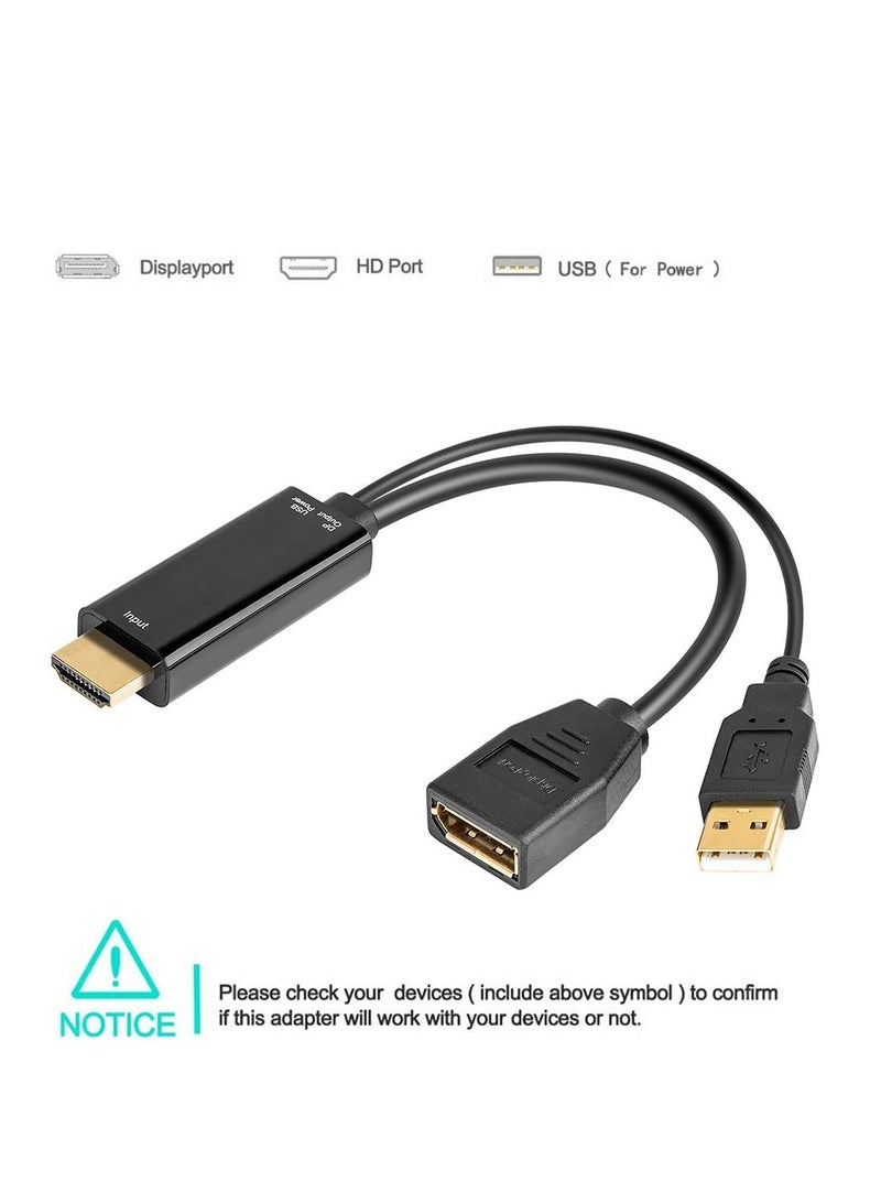 SYOSI Converter Cable, Hdmi-Compatible To Displayport Cable, Male Extension To Displayport Converter Cable With Usb 2.0 Hdmi-Compatible To Displayport Adapter Uhd 4K Hdmi-Compatible, for Displays  - Image 2