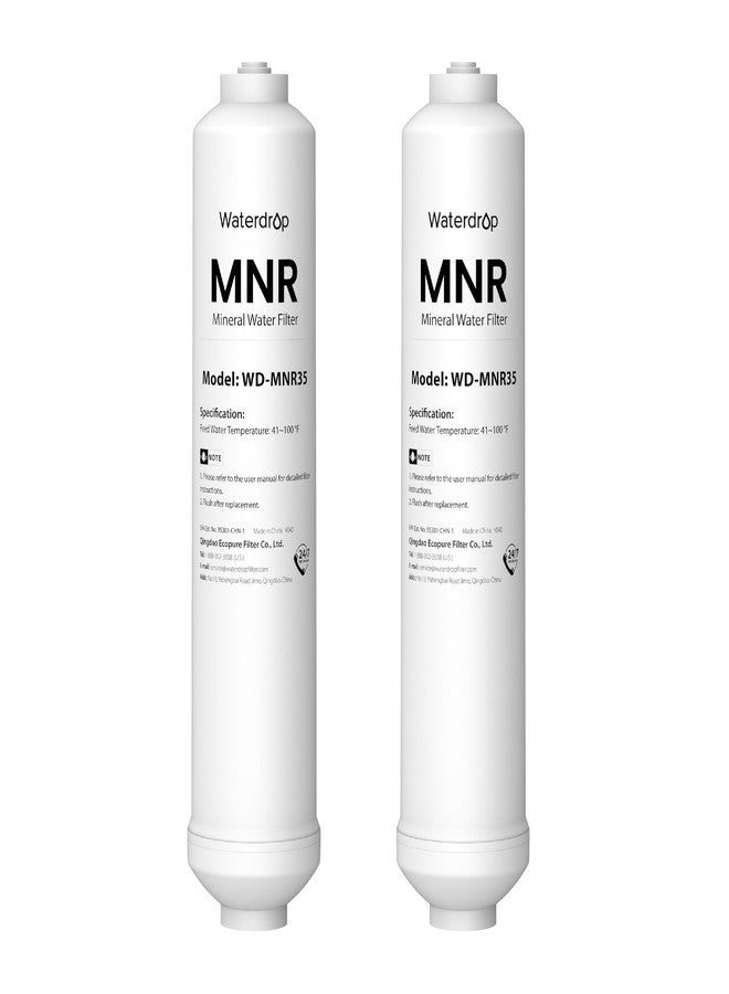 Waterdrop WD-MNR35 Remineralization Filter, 1/4" Quick Connect Mineral Filter for Undersink Reverse Osmosis System, Restore Essential Minerals for RO System, RO Mineral Filter System, 2-Pack - Image 1