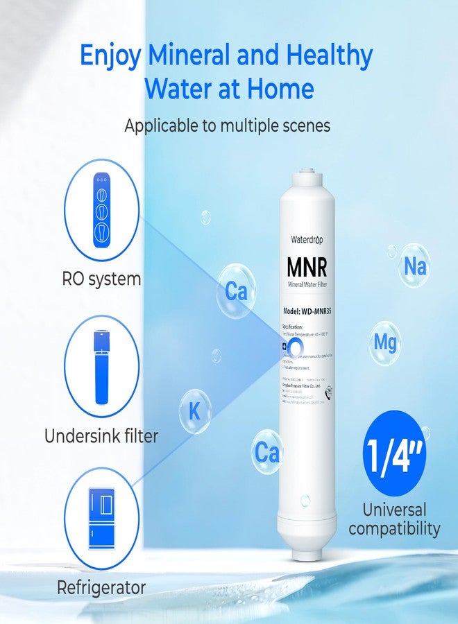 Waterdrop WD-MNR35 Remineralization Filter, 1/4" Quick Connect Mineral Filter for Undersink Reverse Osmosis System, Restore Essential Minerals for RO System, RO Mineral Filter System, 2-Pack - Image 2