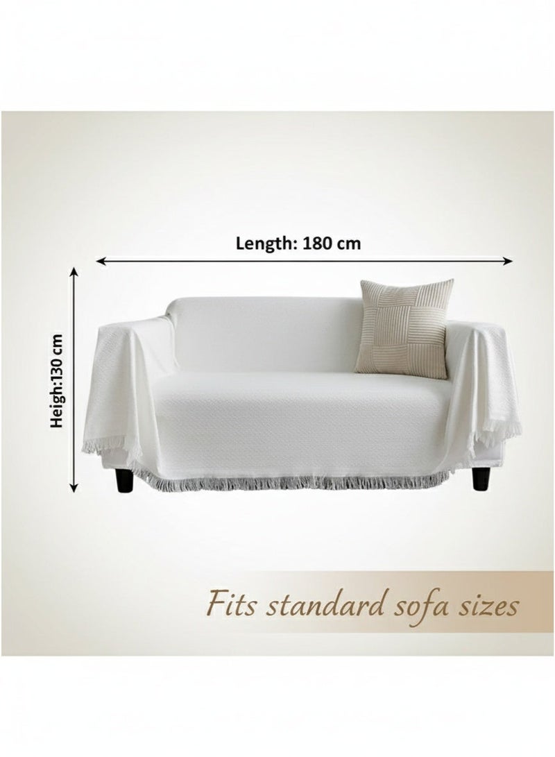 LEXIN Pastoral Style Sofa Slipcover For Single And Double Sofa 130x180cm White Cotton Blend For Living Room - Image 5
