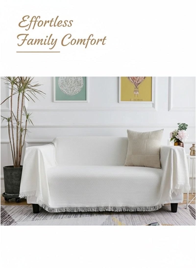 LEXIN Pastoral Style Sofa Slipcover For Single And Double Sofa 130x180cm White Cotton Blend For Living Room - Image 4