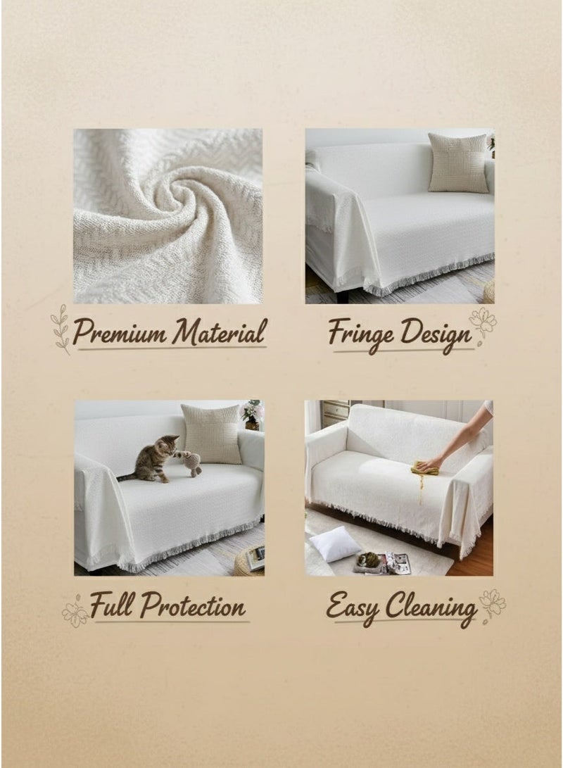 LEXIN Pastoral Style Sofa Slipcover For Single And Double Sofa 130x180cm White Cotton Blend For Living Room - Image 3