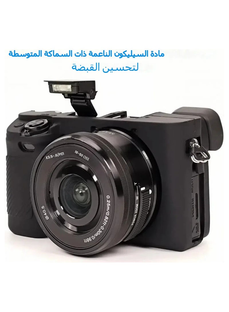 حالة سيليكونية ناعمة لكاميرات سوني ألفا A6400، A6300، A6100، بالإضافة إلى حماية شاشة لملحقات كاميرا سوني ألفا A6400/6300/6100 الرقمية، غطاء سيليكوني. - Image 3