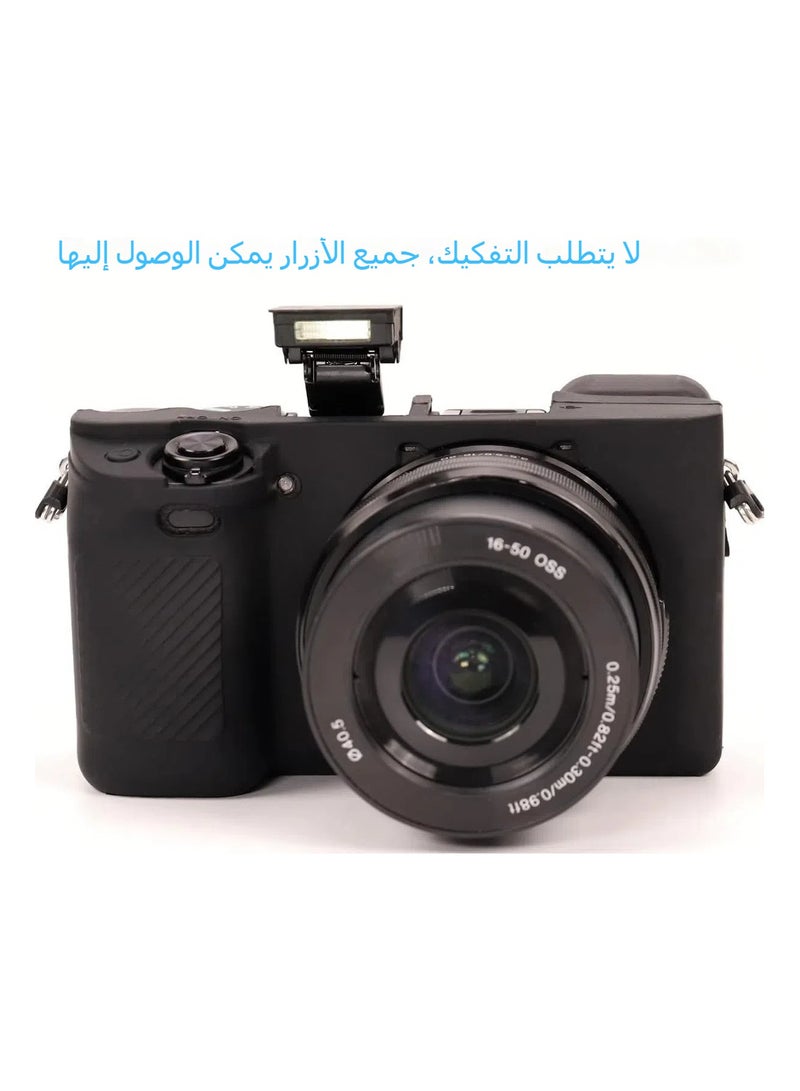 حالة سيليكونية ناعمة لكاميرات سوني ألفا A6400، A6300، A6100، بالإضافة إلى حماية شاشة لملحقات كاميرا سوني ألفا A6400/6300/6100 الرقمية، غطاء سيليكوني. - Image 4