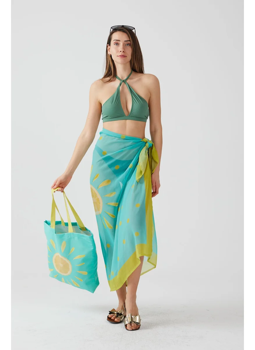 ايس هوم Moda Lemon Pattern Pareo Beach Dress