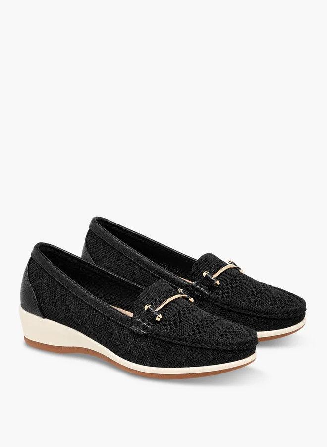Flora Bella By Shoexpress Metal Accent Slip-On Wedge Heel Loafers