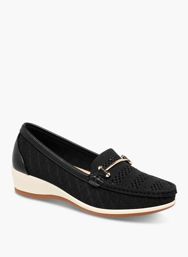 Flora Bella By Shoexpress Metal Accent Slip-On Wedge Heel Loafers