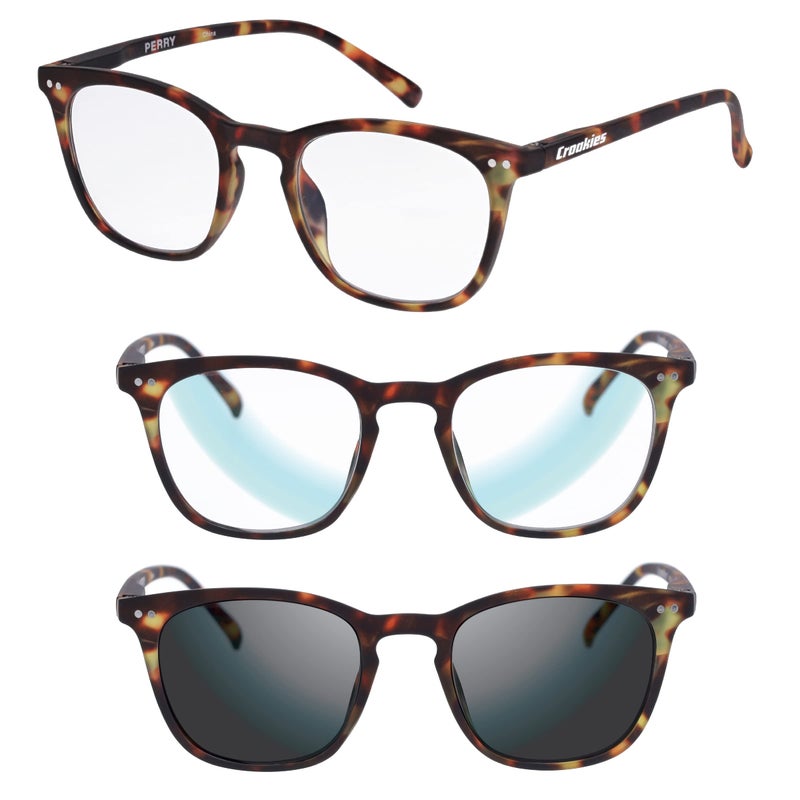 Croakies Perry Photochromic Eyewear UV400 Sunglass and Blue Light Protective Eyeglass For Outdoor and HEV Devices Bundle