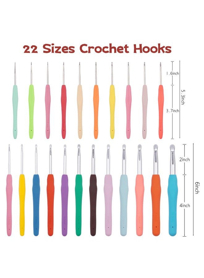 BsHooker Bs 22 Sizes Crochet Hooks Set with Storage Case,0.5mm-10mm Crochet Hooks with Ergonomic Soft Handle for Arthritic Hands,Crochet Kit for Beginners,Red - Image 3