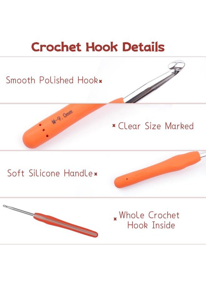 BsHooker Bs 22 Sizes Crochet Hooks Set with Storage Case,0.5mm-10mm Crochet Hooks with Ergonomic Soft Handle for Arthritic Hands,Crochet Kit for Beginners,Red - Image 4