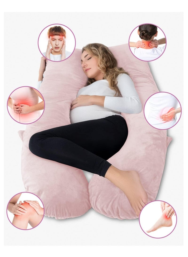 Pregnancy Pillow, Full Body Pillow with Reversible Velvet Cover, U Shaped Maternity Pillow  for Pregnant Women and Sleeping Support(Pink) - Image 2