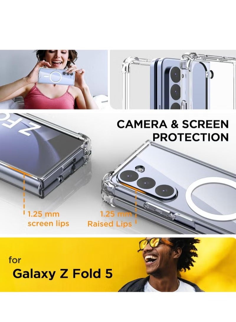 UMIXPRO Case for Samsung Galaxy Z Fold 5 Clear Case,Compatible with MagSafe Transparent Shockproof Protection Yellowing Resistant Magnetic Phone Case for Galaxy Z Fold 5 5G - Image 2