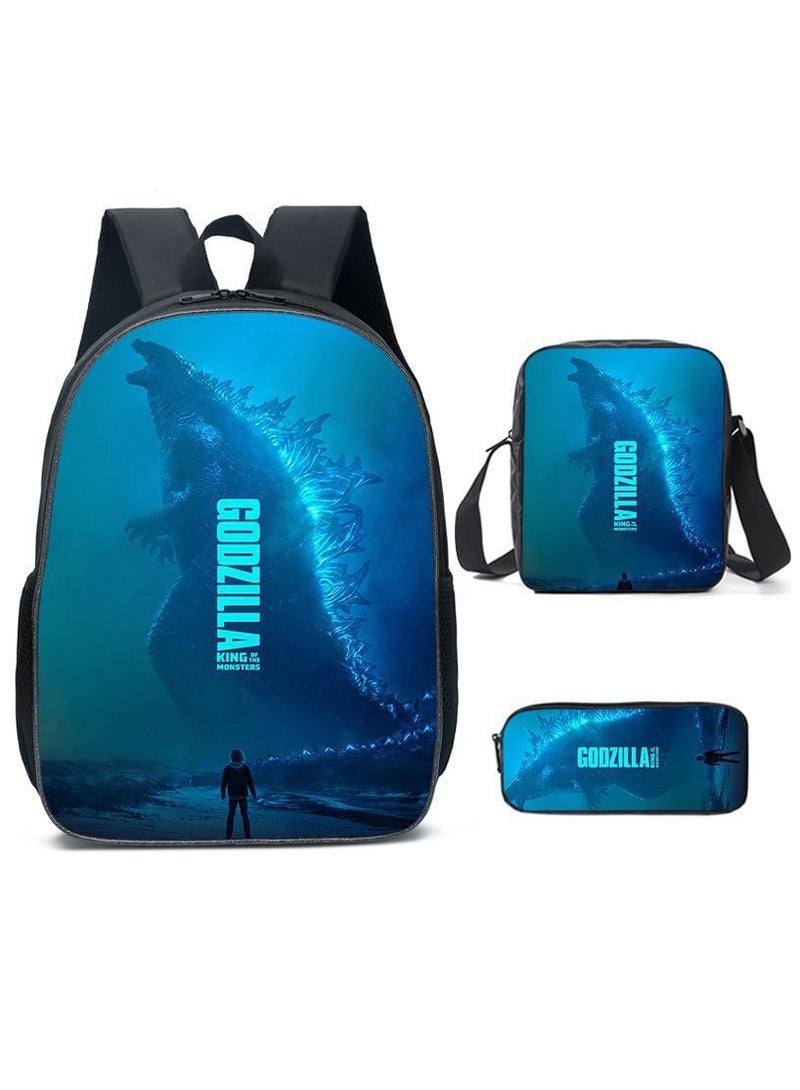 Godzilla New Godzilla Student Backpack Three-piece Set 29*16*42cm