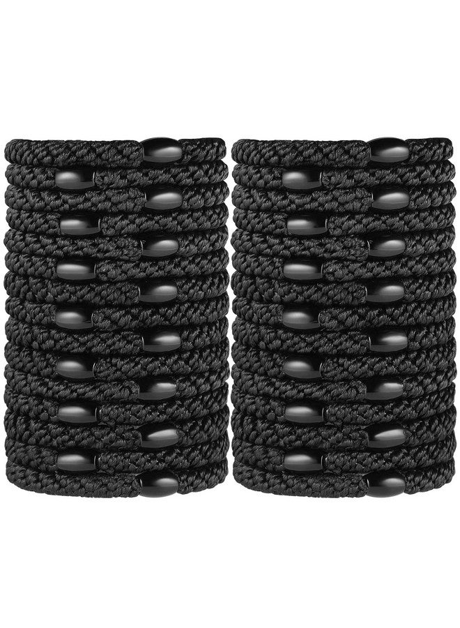 Funtopia Black Hair Ties Funtopia 30 Pcs Elastic Hair Ties For Women Girls No Metal No Slip Hair Bands Braided Hair Elastics Ponytail Holders For Thick Hair Medium Hair - Image 1