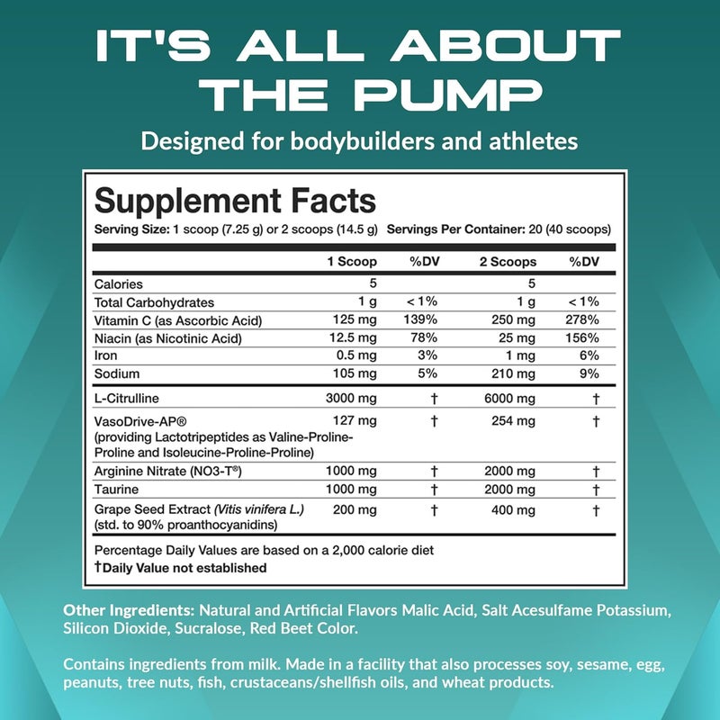 Granite Supplements Vaso Blast Cherry Lime Flavor StimulantFree Pre Workout for Men  Women with Grapeseed Extract Arginine Nitrite  VasoDriveAP for Max Pump 20 Servings - Image 3