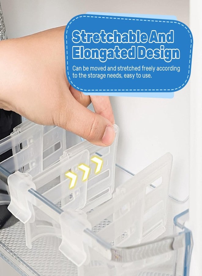 ASTIMESA 8 Pcs Adjustable Clear Fridge Divider Set, Retractable Fridge Door Organizer Clip, Snap-On Refrigerator Side Door Separators Grid Dividers for Kitchen Food Small Sundries Storage - Image 4