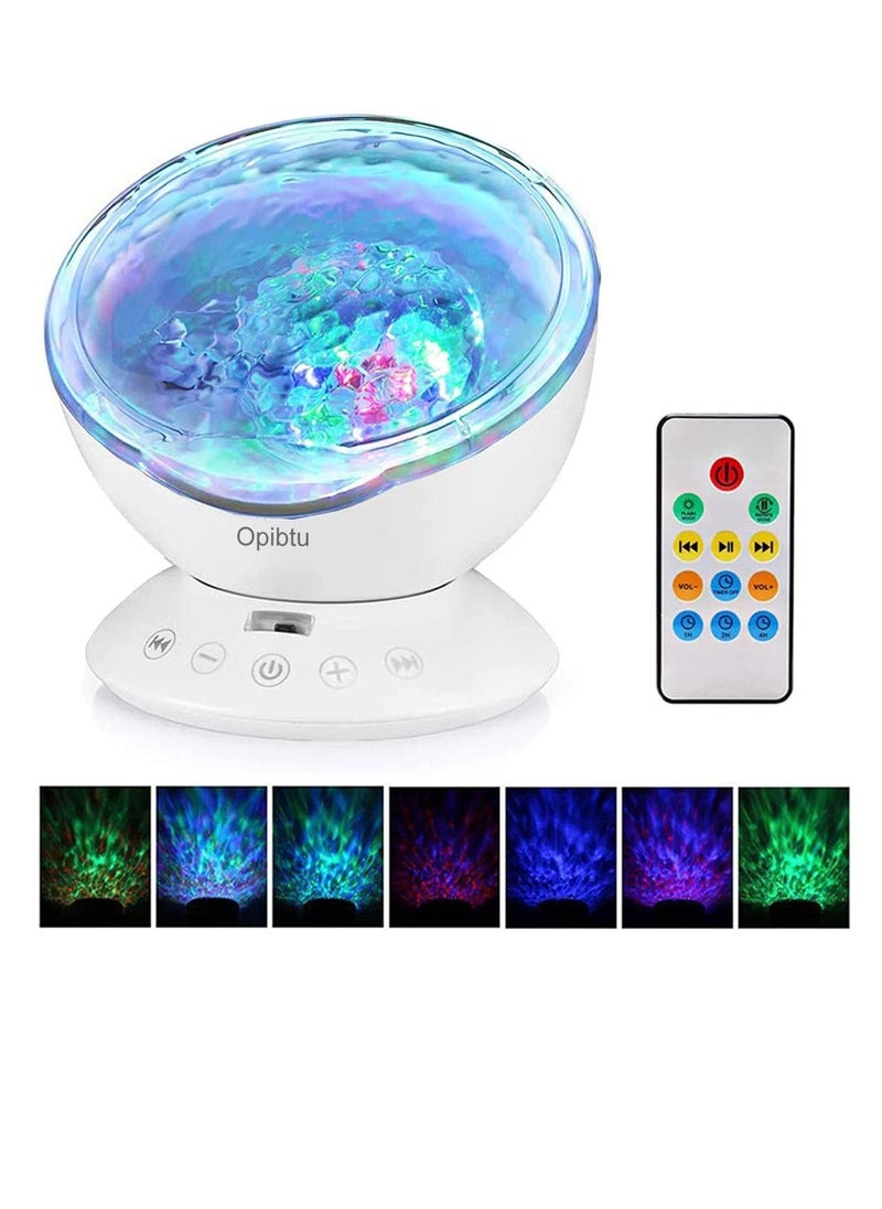 Ocean Wave Night Light for kids, LED Projection Lamp with 7 Colours, Built in Mini Music Player, Sleep Soothing Color Changing Lamp for Living Room and Bedroom, with Remote Control (White) - pzsku/Z05BB7BF3C8102C643881Z/45/_/1657851905/90ab0cb0-7888-461a-acdd-373bb9f0a4a2