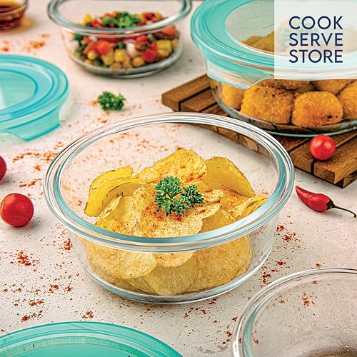 La Opala Cook Serve Store 100% Borosilicate Glass Storage Container | Simply Store with Lid | Round 650 ml | Microwave & Oven Proof | Dishwasher & Freezer Proof | Strong & Durable | Transparent - Image 3