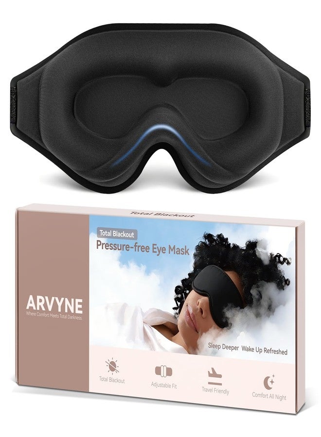 ARVYNE Sleep Mask for Side Sleepers, 100% Blackout Eye Mask for Sleeping with 3D Deep Contoured Cups, Zero Pressure Lash-Friendly, Adjustable Light Blocking Travel Mask for Men & Women, Black - Image 1