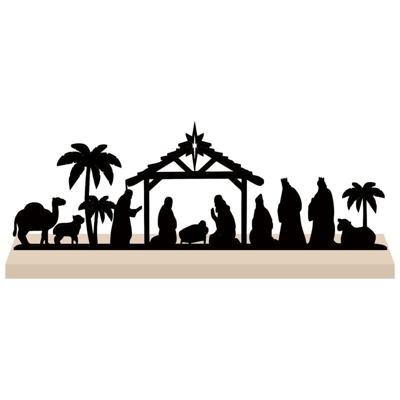 CHYAGCLT Christmas Table Decorations Wooden 118x4 Inches Nativity Scene Silhouette Christian Jesus Christmas Decor Table Centerpiece Nativity Scene Christmas Decorations Indoor - Image 3