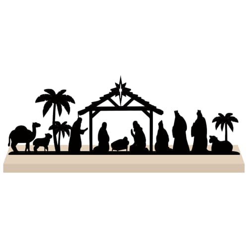 CHYAGCLT Christmas Table Decorations Wooden 118x4 Inches Nativity Scene Silhouette Christian Jesus Christmas Decor Table Centerpiece Nativity Scene Christmas Decorations Indoor - Image 1