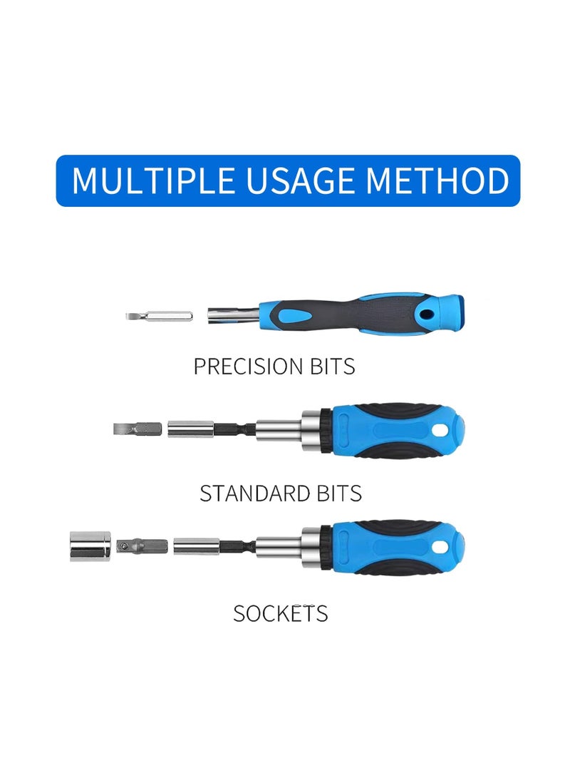 Ratcheting Screwdriver Set with Case, 44 in 1 Multi Screwdriver Repair Kit,Magnetic Screwdriver with Extension Shaft, Suitable for Watch, Garage, Bike, Electronics Maintenance  - Image 4