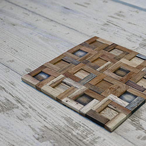 Ekena Millwork 11 7/8"W x 11 7/8"H x 3/4"P Freeport Boat Wood Mosaic Wall Tile, Natural Finish - Image 3