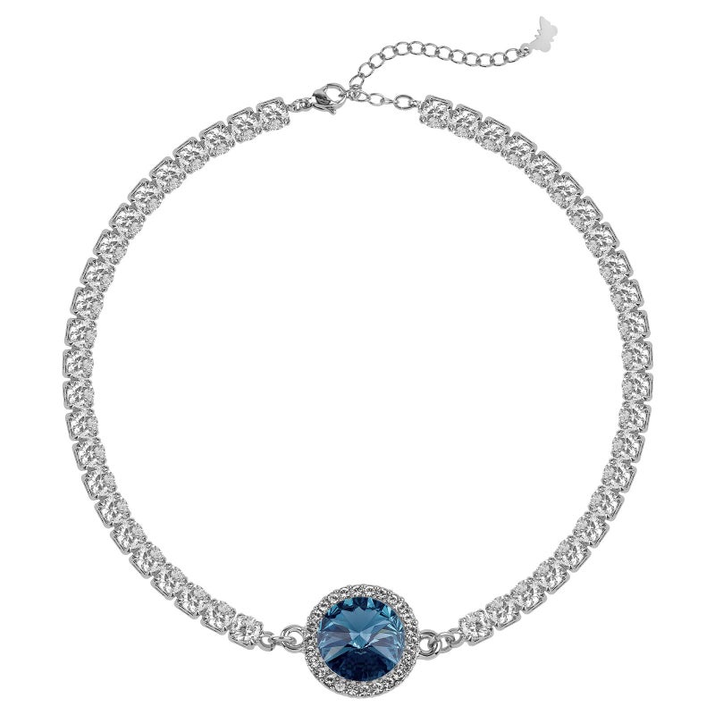 Moonstone سوار تنس أنيق دائري مركزي من كريستالات سواروفسكي وعناصر فضية عيار 925 للنساء والسيدات - Image 2