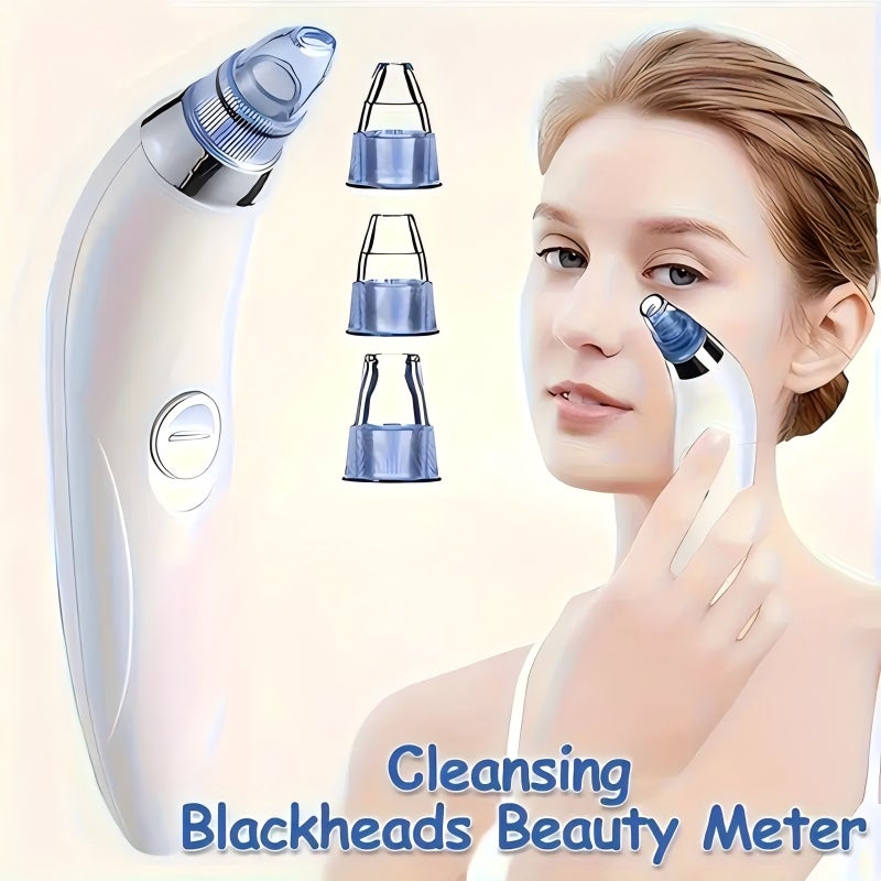 White Portable Blackhead Remover Pore Cleaner with 4 Probes Facial Acne Tool - Image 1
