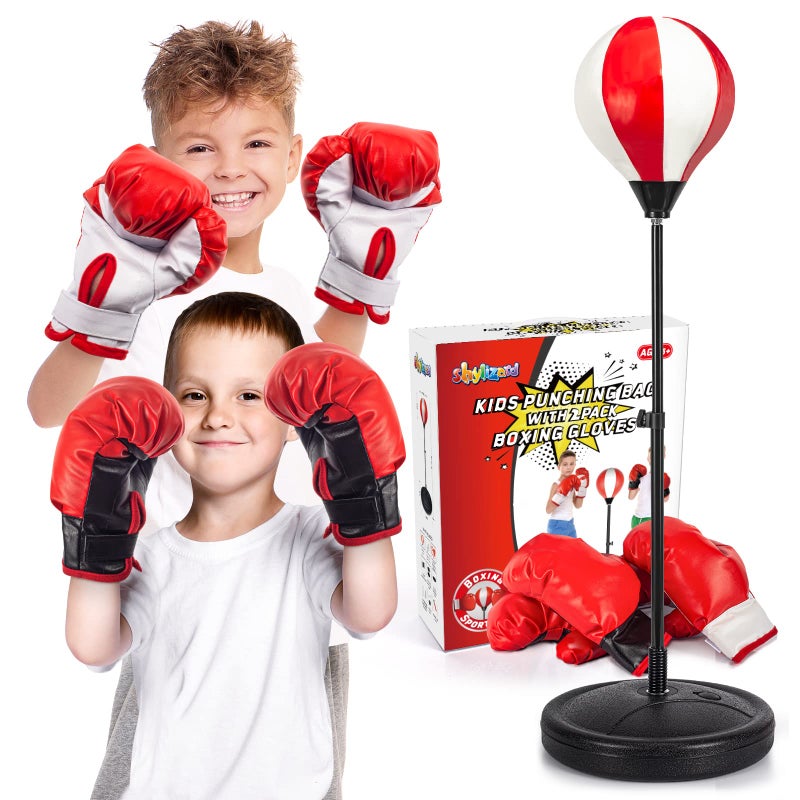 ShyLizard Punching Bag for Kids Included 2 Pack Boxing Gloves Boxing Toy Sets with Height Adjustable Stand for Boys Sports Gifts for Boys  Girls Age 5678910 Years Old - Image 2
