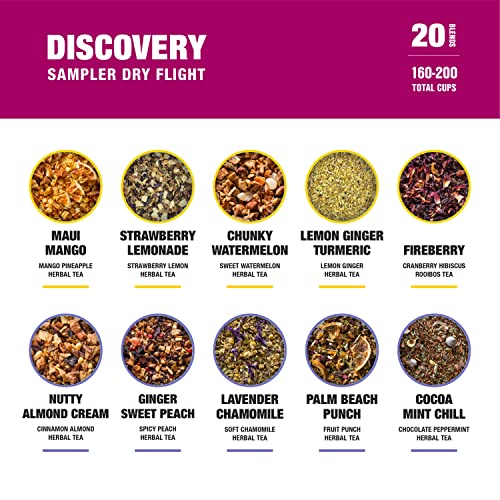 Tiesta Tea - Discovery Sampler Dry Flight Set, Loose Leaf, High to No Caffeine, Hot & Iced Up to 200 Cups, Tea Variety Pack with Green, Herbal, Black & Chai Brew, 20 Resealable Sample Pouches - Image 3