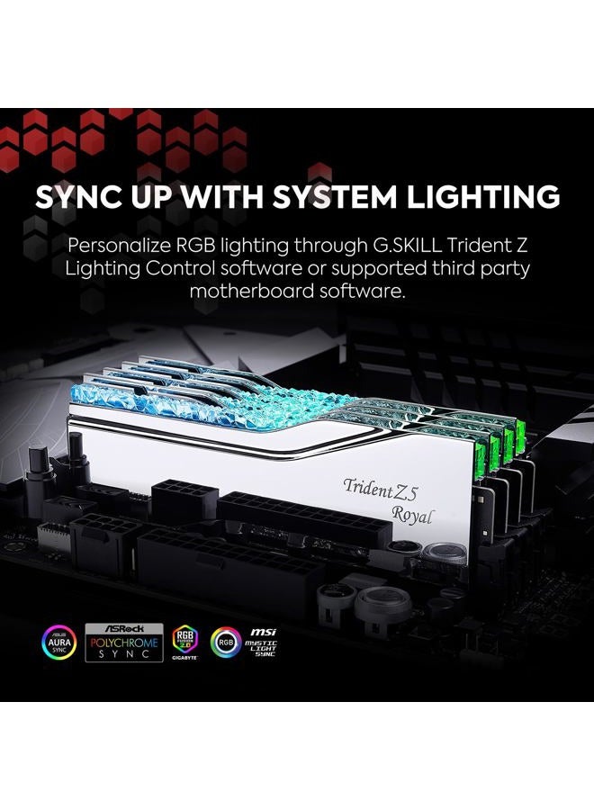 G.Skill Trident Z5 Royal Series DDR5 RAM (Intel XMP 3.0) 32GB (2x16GB) 6400MT/s CL30-39-39-102 1.40V Desktop Computer Memory U-DIMM - Silver (F5-6400J3039G16GX2-TR5S) - Image 5