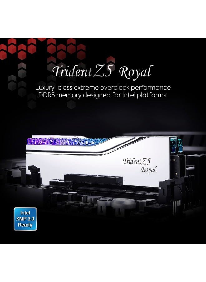 G.Skill Trident Z5 Royal Series DDR5 RAM (Intel XMP 3.0) 32GB (2x16GB) 6400MT/s CL30-39-39-102 1.40V Desktop Computer Memory U-DIMM - Silver (F5-6400J3039G16GX2-TR5S) - Image 2