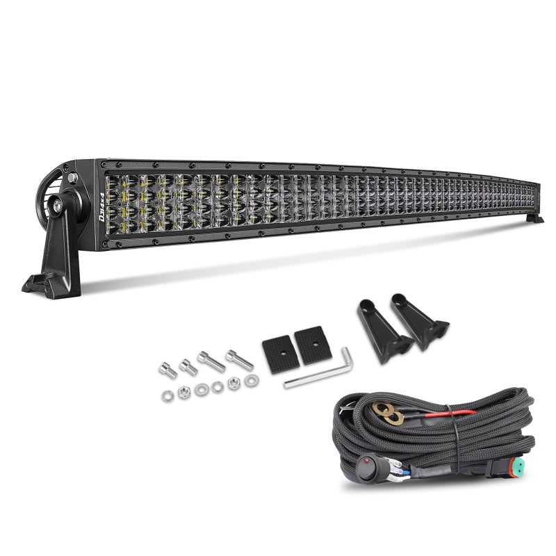 Niking Auto 50 Inch Curved LED Light Bar Niking Auto Quad Row LED Driving Work Light Spot Flood Combo Beam Off Road Lights with Wiring Harness Kit Fog Light Roof Bar for Trucks SUV Pickup Wrangler JK JL 4WD - Image 3