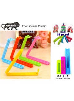 ikis ikis 18Pc Seal Clips 3 Different Size Plastic Food Snack Bag Pouch Clip Sealer for Keeping Food Fresh for Home Kitchen Camping Multi Color  - Image 2