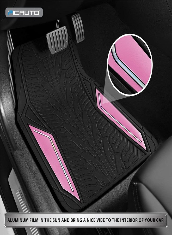 PIC AUTO Rubber Floor Mats, Pink Aluminum Film with Colorful Piping Floor Mats for Cars, Car Mats with Non-Slip Backing, All-Weather Protection, Trim-to-Fit Liner for Cars, SUVs, Trucks, Vehicles - Image 3