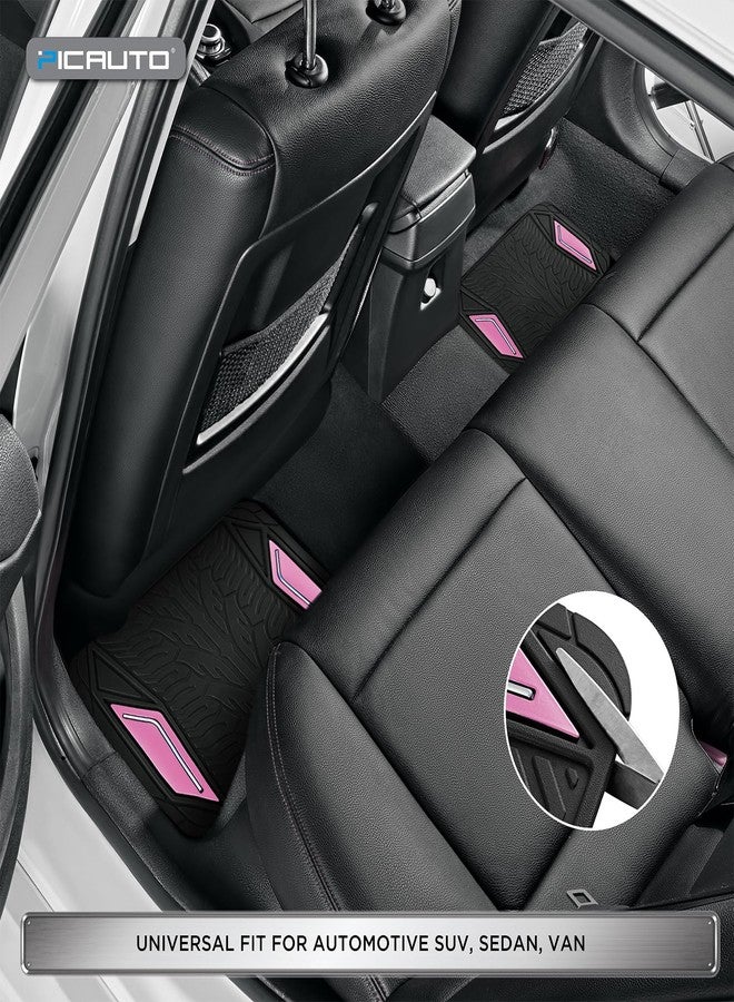 PIC AUTO Rubber Floor Mats, Pink Aluminum Film with Colorful Piping Floor Mats for Cars, Car Mats with Non-Slip Backing, All-Weather Protection, Trim-to-Fit Liner for Cars, SUVs, Trucks, Vehicles - Image 4