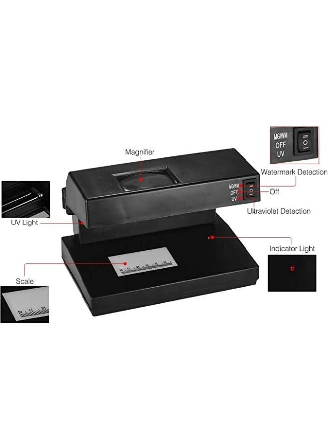 Portable Desktop Counterfeit Bill Detector Cash Currency Banknotes Notes Checker Machine Support UV and Watermark Detection with Magnifier Forged Money Tester - Image 3