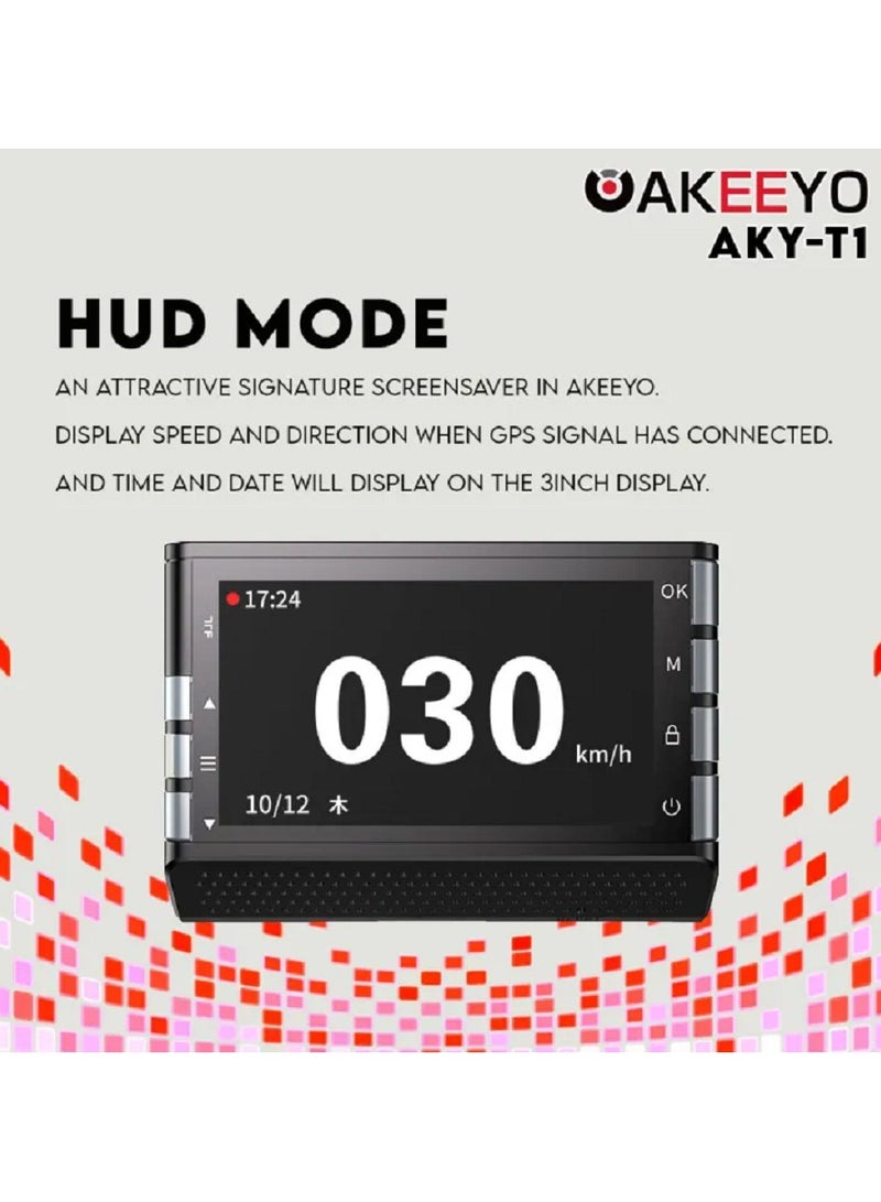 AKEEYO AKEEYO AKY-T1 4k Ultra HD 3-inch Compact Dash Cam Front and Rear Camera - Image 2