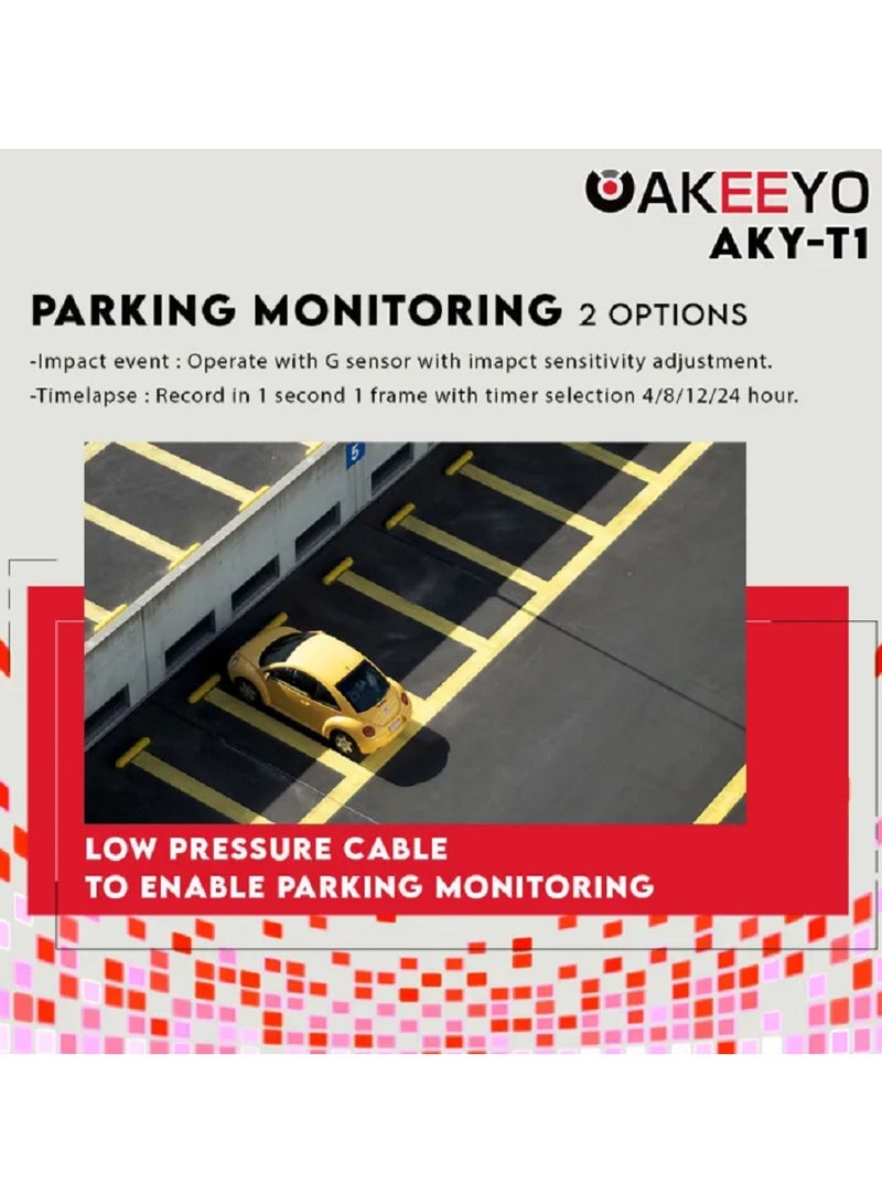 AKEEYO AKEEYO AKY-T1 4k Ultra HD 3-inch Compact Dash Cam Front and Rear Camera - Image 4