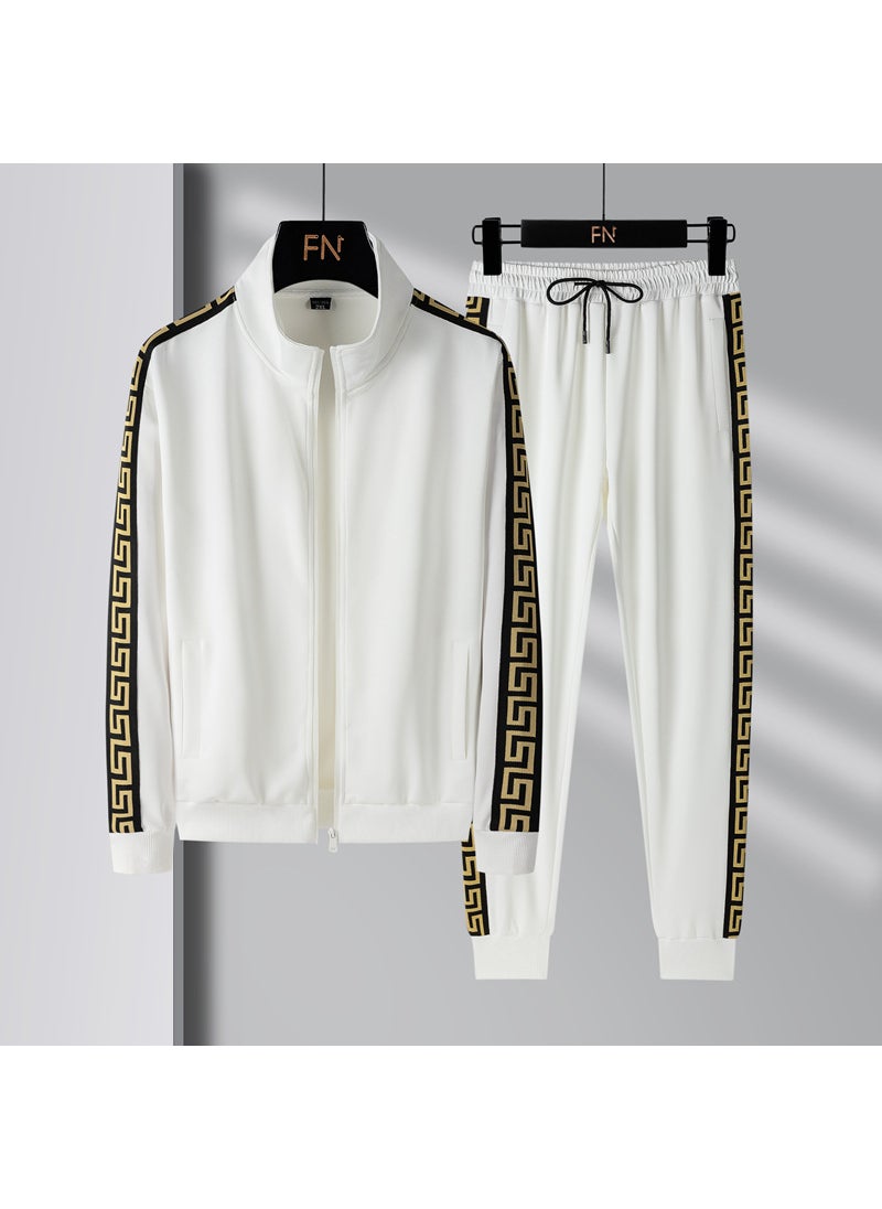 Generic Spring Autumn Mens Casual Sport Tracksuit Korean Fashion White  - Image 2