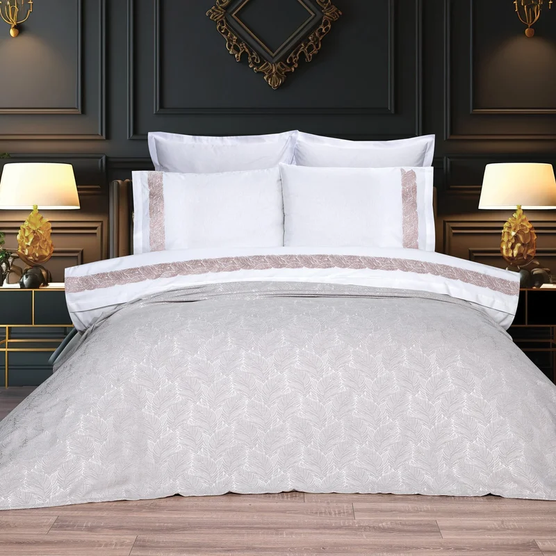 Schafer Leaves Chenille Double Bedspread Set 7 Pieces-Beige