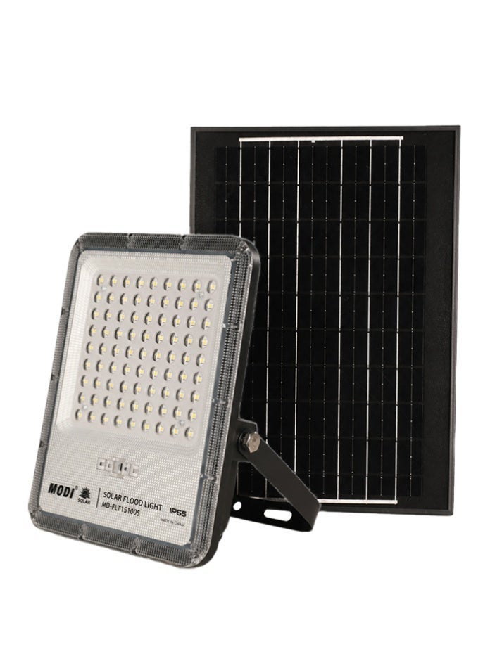مودي كشاف شمسي بقوة 100 واط، للاستخدام الخارجي مع لوحة شمسية منفصلة، ​​إضاءة أمان LED SMD بيضاء باردة 6500 كلفن، تحكم عن بعد ومؤقت، هيكل من الألومنيوم، وقت تشغيل طويل، مصباح حديقة/فناء/شارع مقاوم للماء - Image 3