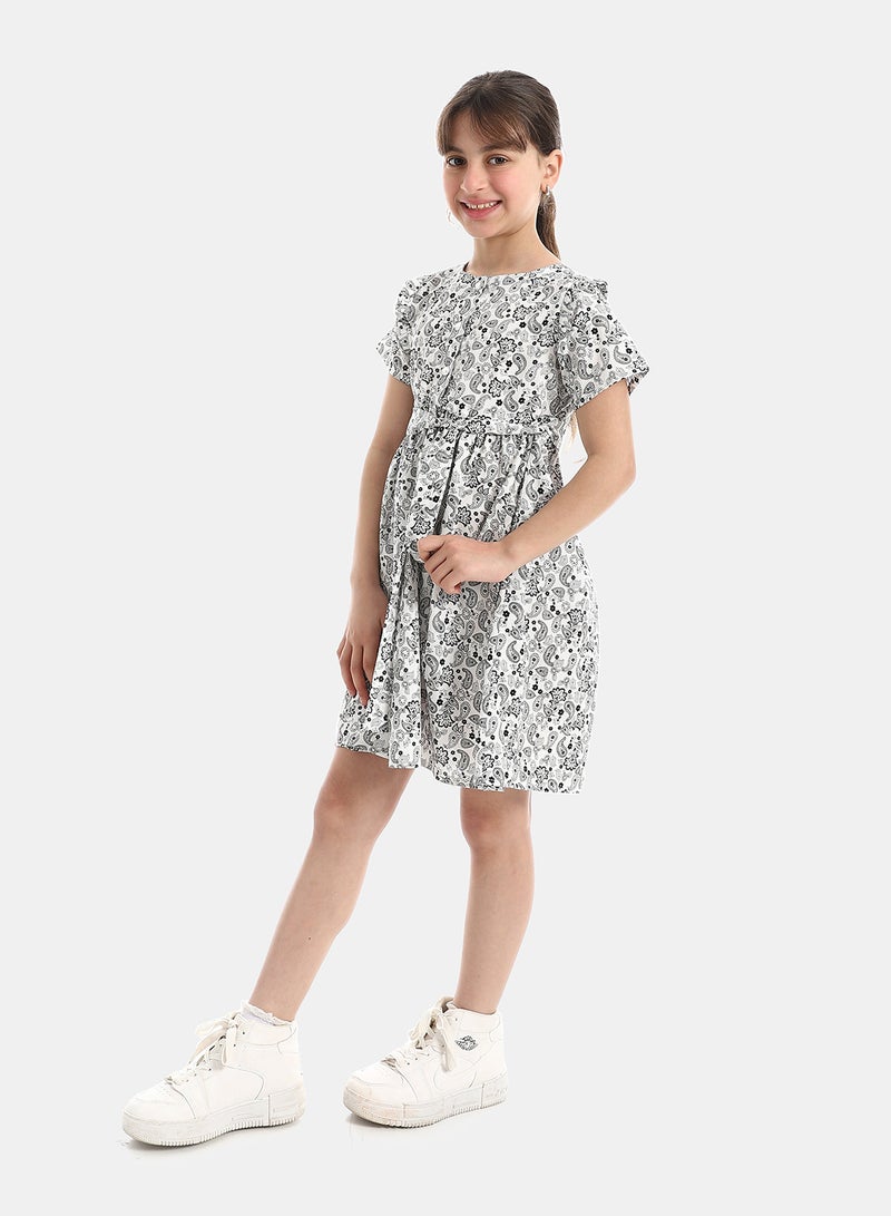 Andora Crew Neck Patterned Dress - Image 5